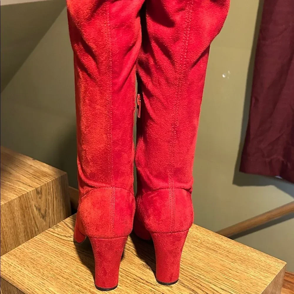 Wild Diva Vibrant Red Faux Suede Over-the-Knee Women's Boots
